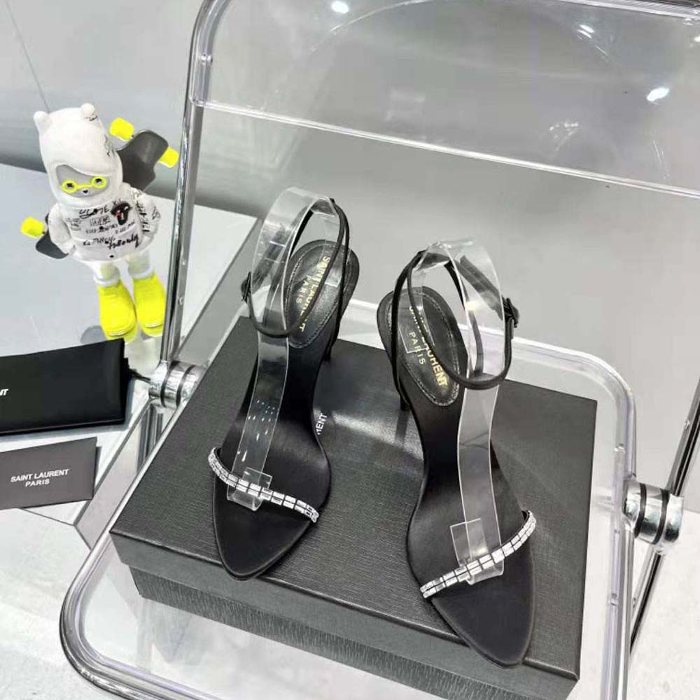 Top-down angle showing adjustable strap on Saint Laurent YSL Gloria Sandals