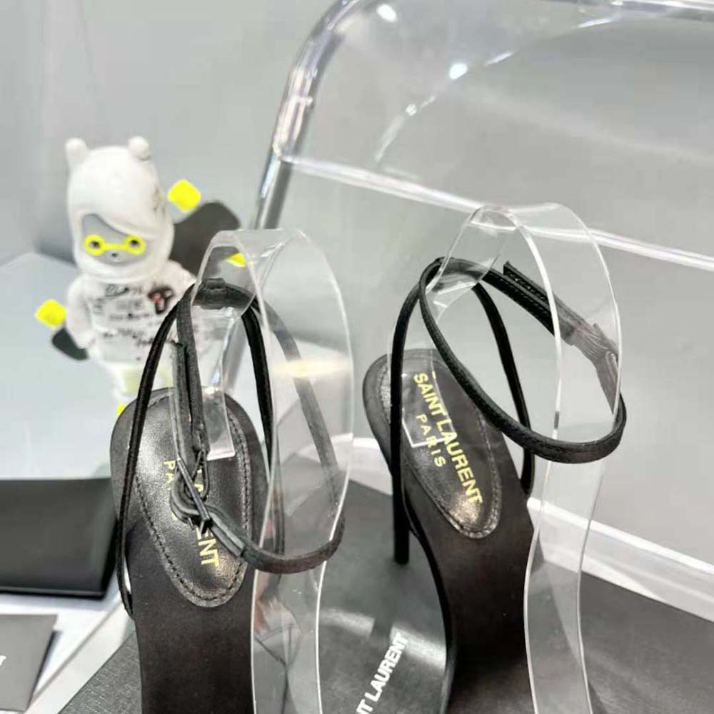 Saint Laurent YSL Women Gloria Sandals in Crepe Satin with Rhinestones - image 8