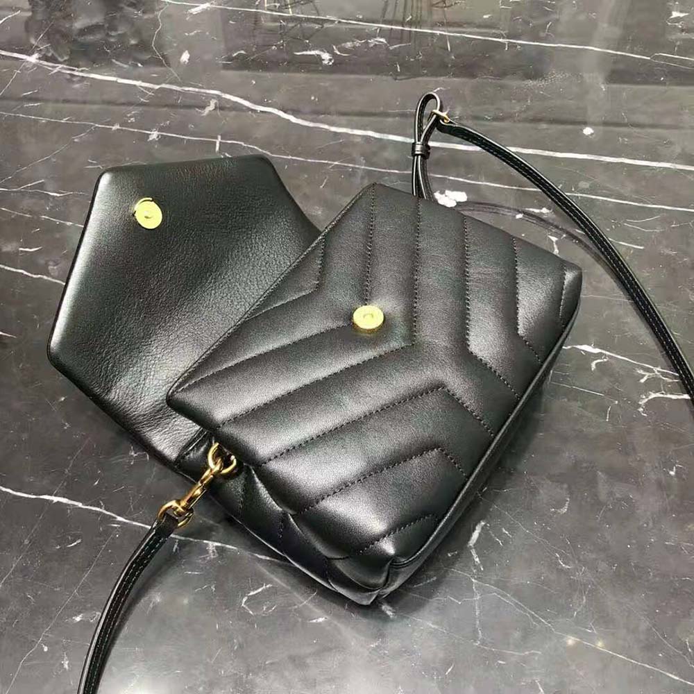 Saint Laurent YSL Women Loulou Toy Strap Bag in Matelassé “Y” Leather-Black - image 6