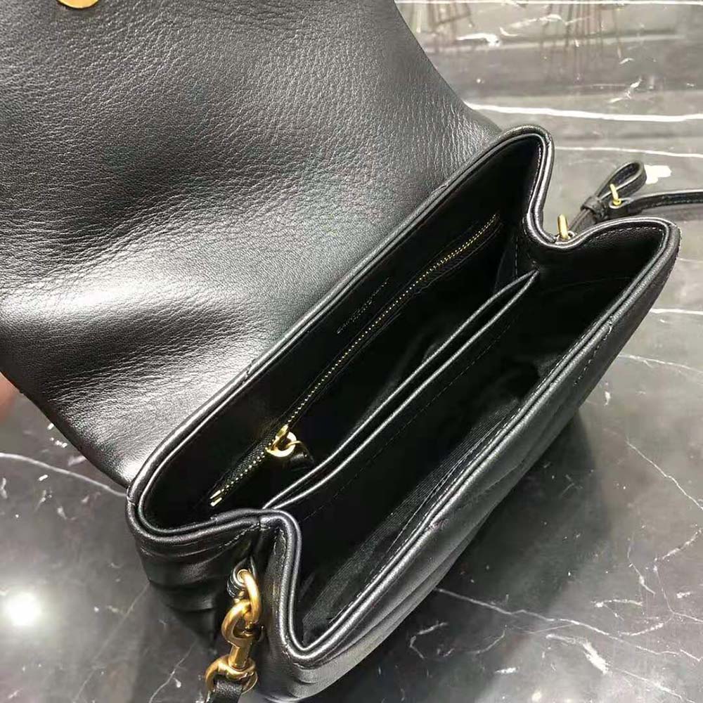 Saint Laurent YSL Women Loulou Toy Strap Bag in Matelassé “Y” Leather-Black - image 8