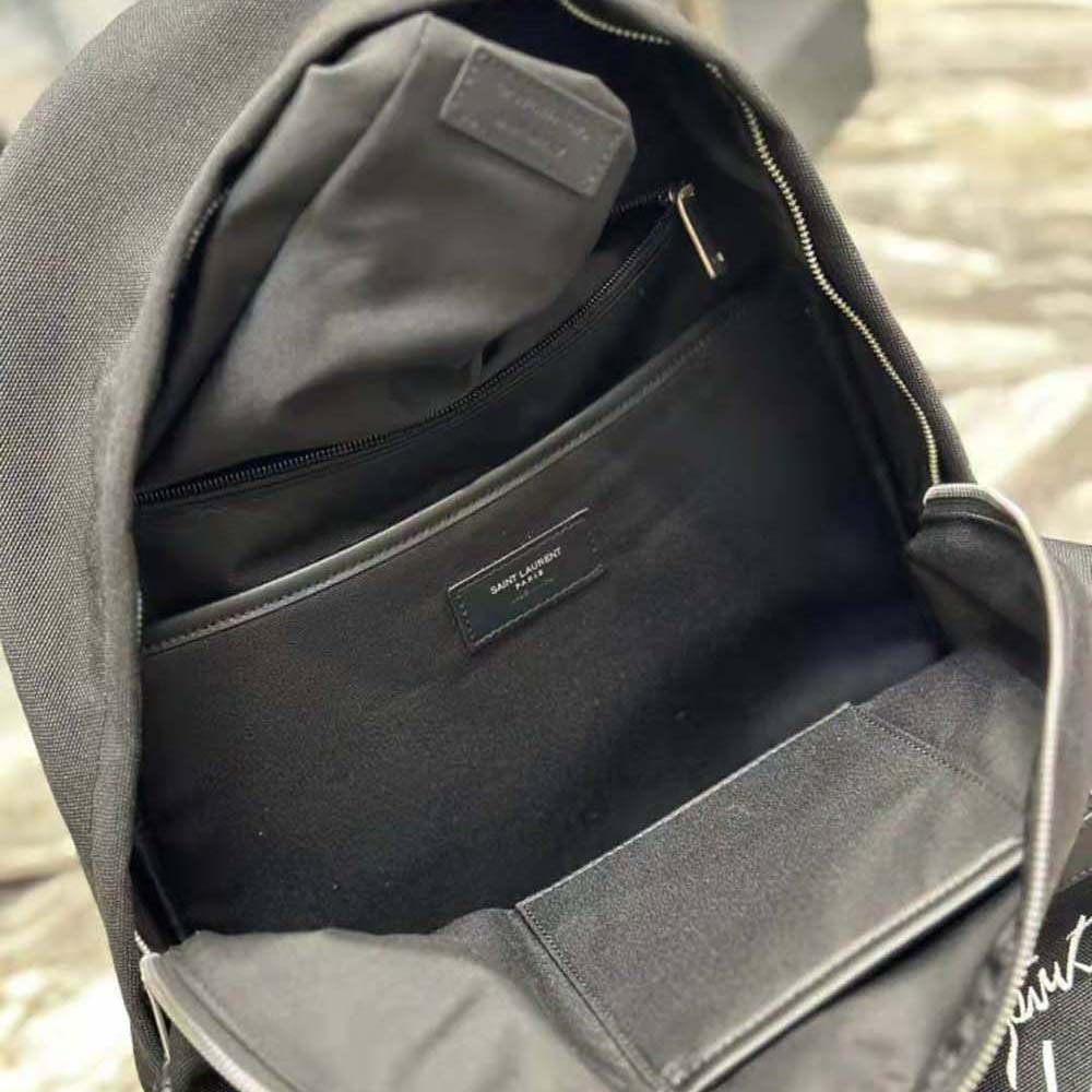Saint Laurent YSL Women Saint Laurent Embroidered City Backpack in Canvas - image 9