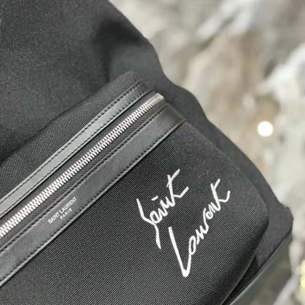 Saint Laurent YSL Women Saint Laurent Embroidered City Backpack in Canvas - image 8