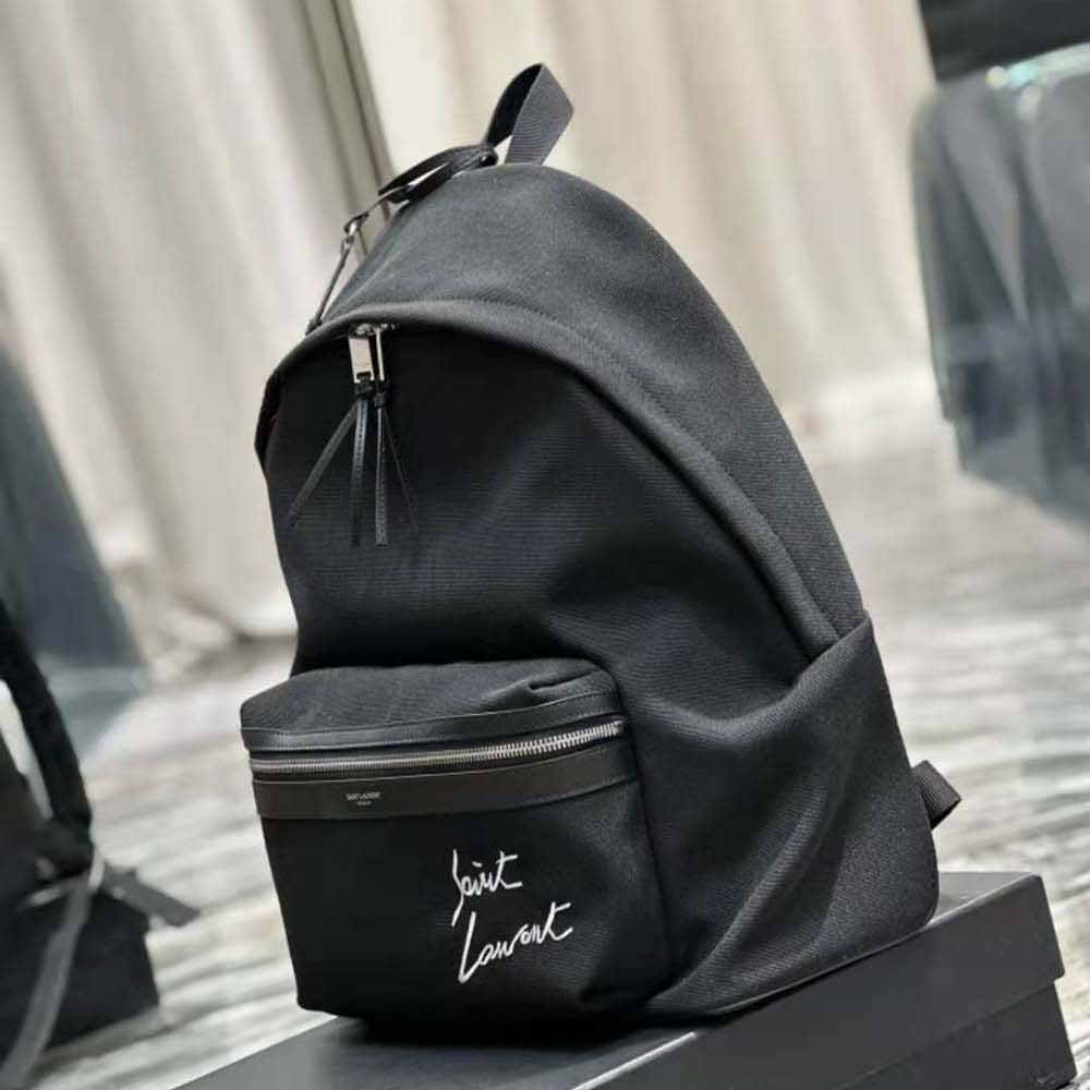 Saint Laurent YSL Women Saint Laurent Embroidered City Backpack in Canvas - image 4