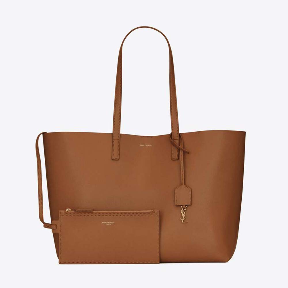 Front view of Saint Laurent YSL Women Shopping Saint Laurent E/W Brown leather bag
