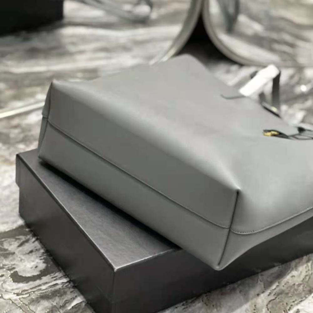 Saint Laurent YSL Women Shopping Saint Laurent N/S in Supple Leather-Gray - image 8