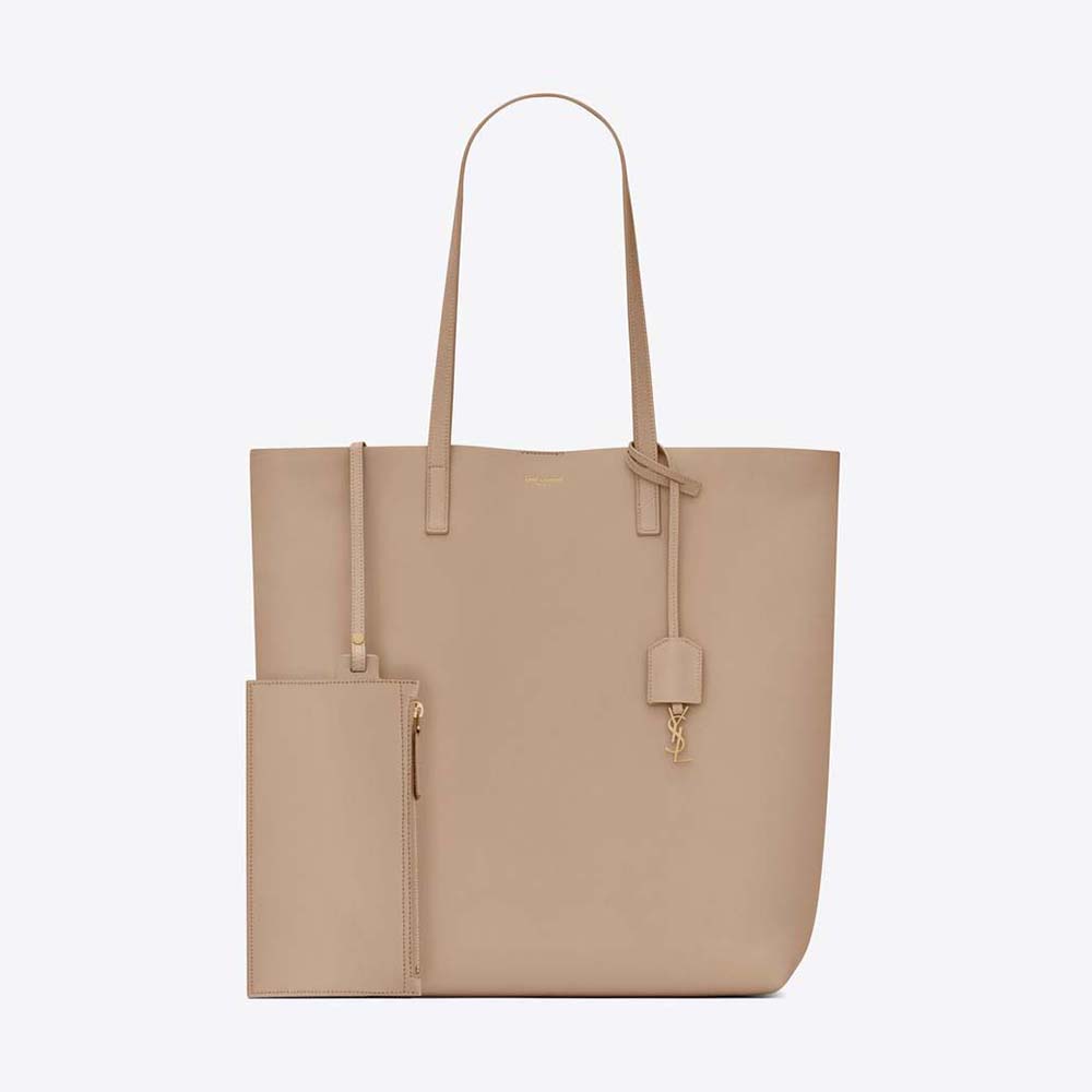 Front view of Saint Laurent YSL Women Shopping Saint Laurent N/S in Sandy leather