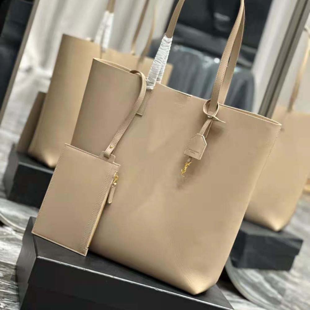 Saint Laurent YSL Women Shopping Saint Laurent N/S in Supple Leather-Sandy - image 4