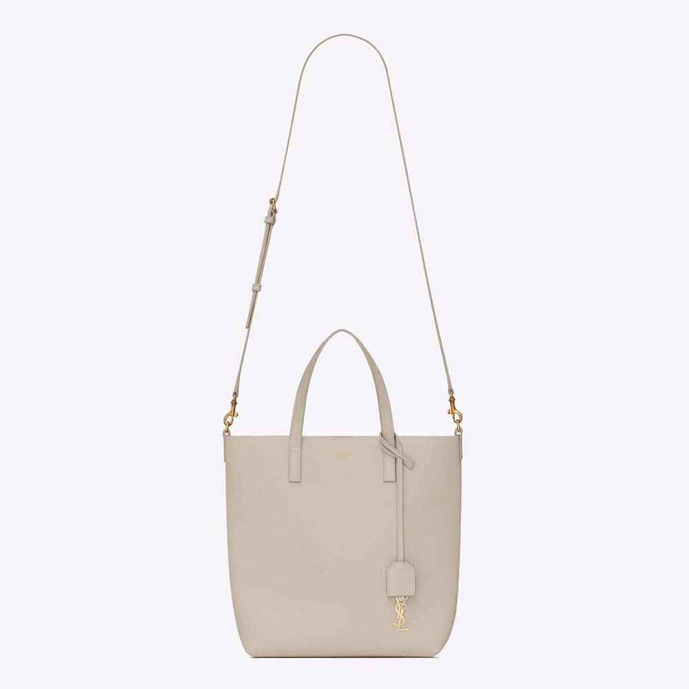 Front view of Saint Laurent YSL Women Shopping Saint Laurent Toy in white leather