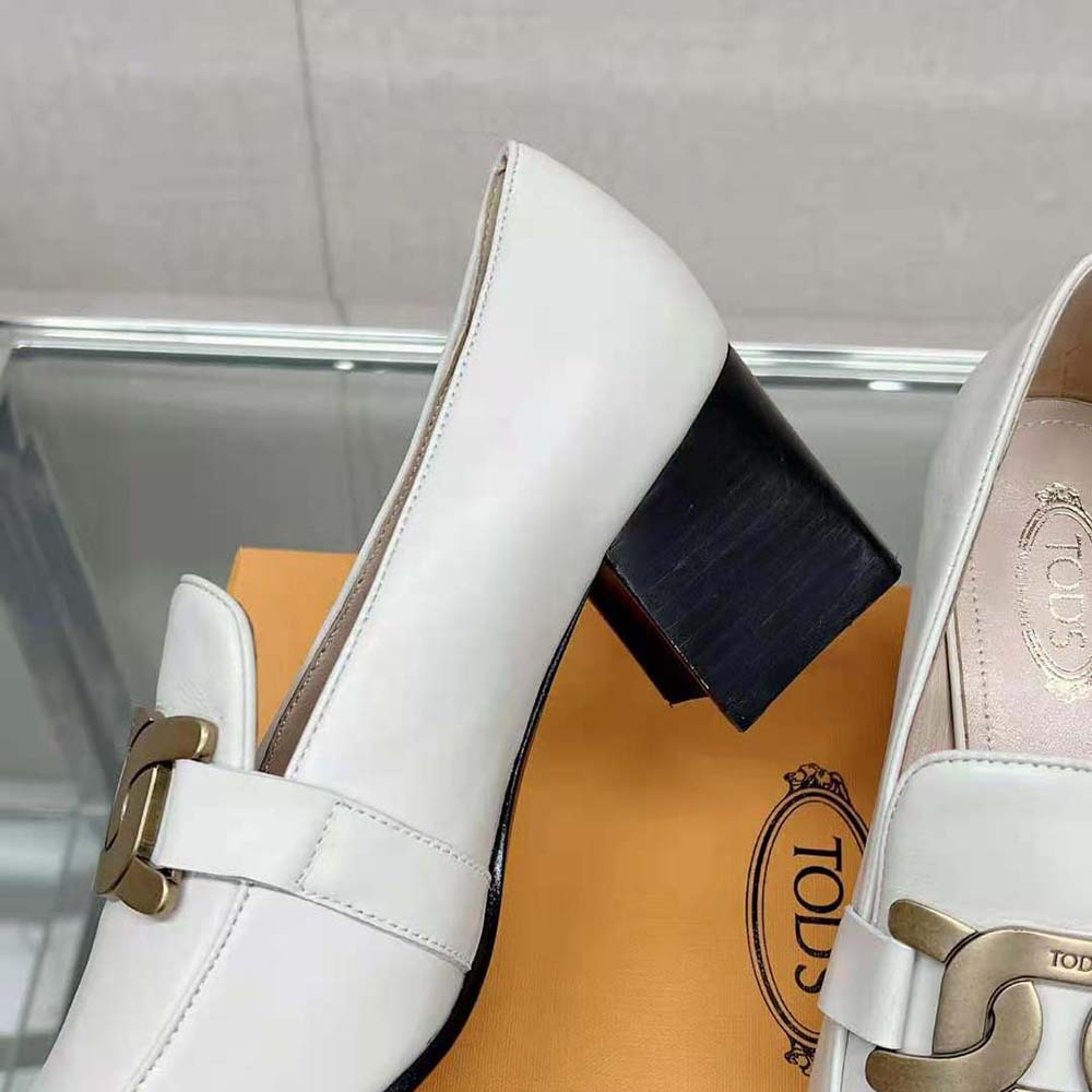 TODS Women Kate Loafers in Leather With Heel-White - image 10