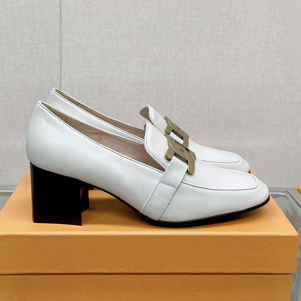 TODS Women Kate Loafers in Leather With Heel-White - image 5
