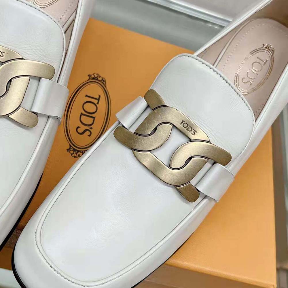TODS Women Kate Loafers in Leather With Heel-White - image 7