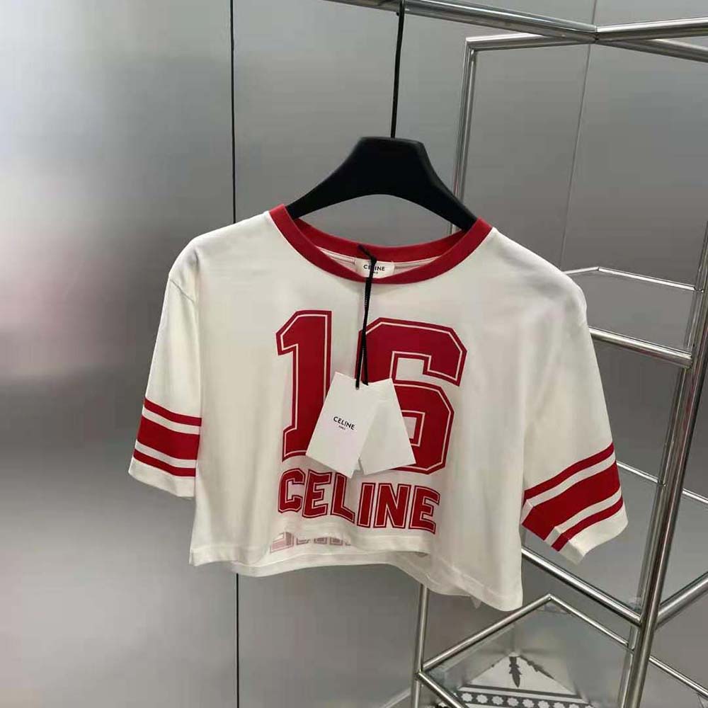 Celine Women 16 Cropped T-shirt in Cotton Jersey - image 4