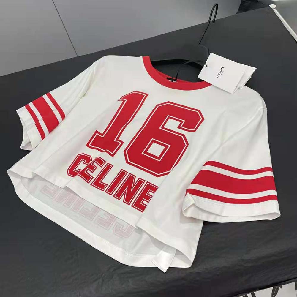 Celine Women 16 Cropped T-shirt in Cotton Jersey - image 5