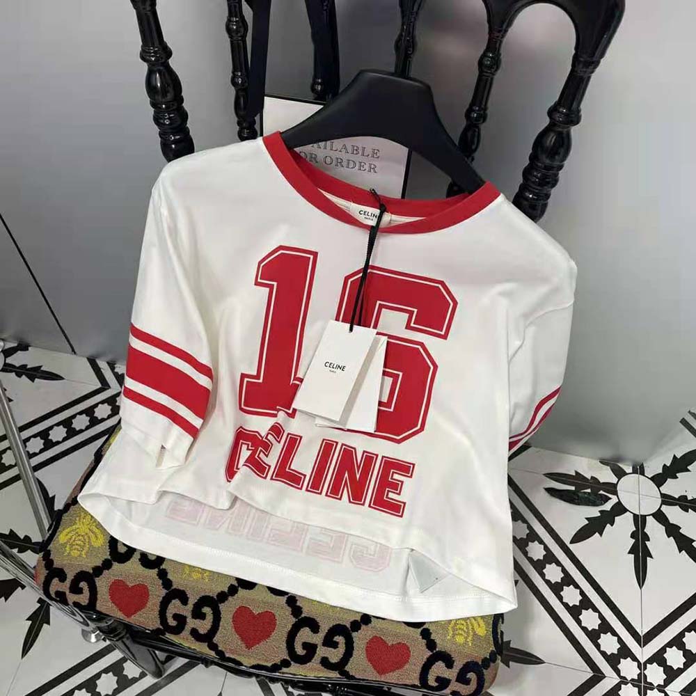 Celine Women 16 Cropped T-shirt in Cotton Jersey - image 8