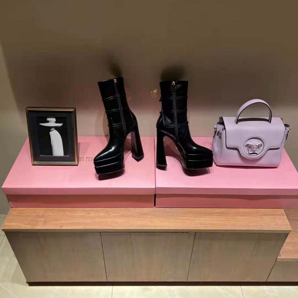 Versace Women Aevitas Pointy Platform Boots-Black - image 5