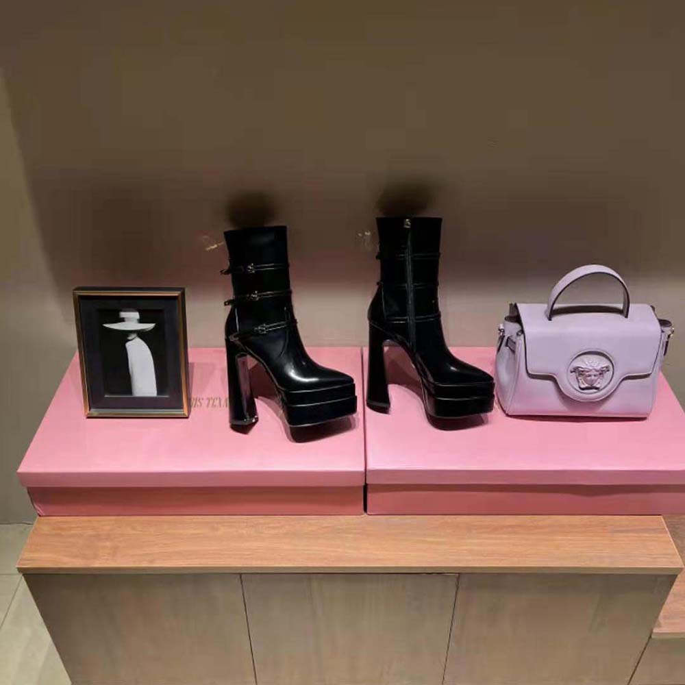 Versace Women Aevitas Pointy Platform Boots-Black - image 4