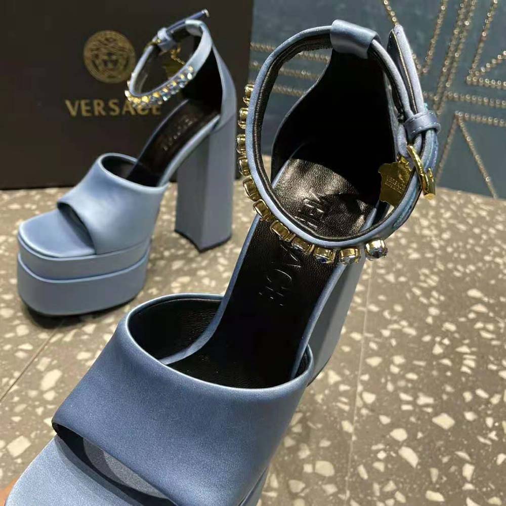 Versace Women Medusa Aevitas Platform Sandals-Blue - image 8
