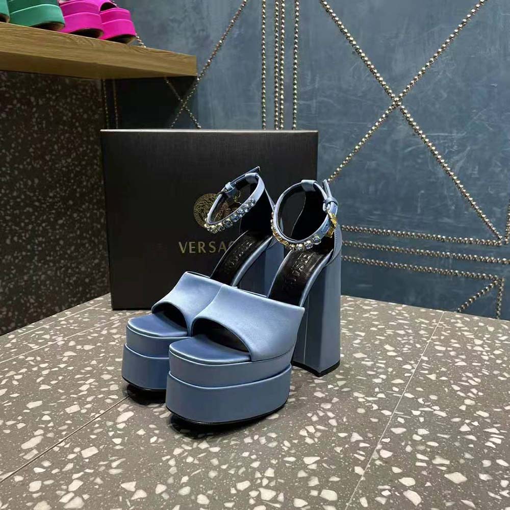 Versace Women Medusa Aevitas Platform Sandals-Blue - image 7