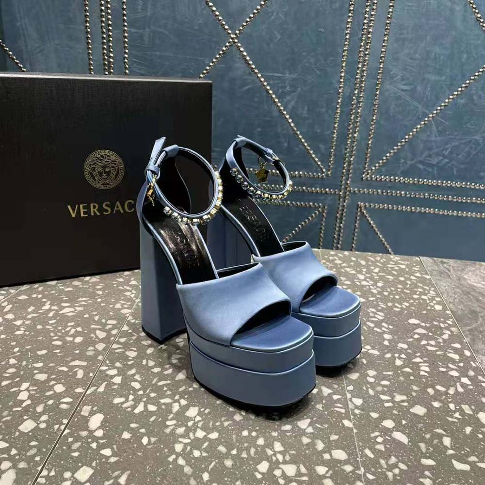 Versace Women Medusa Aevitas Platform Sandals-Blue - image 6