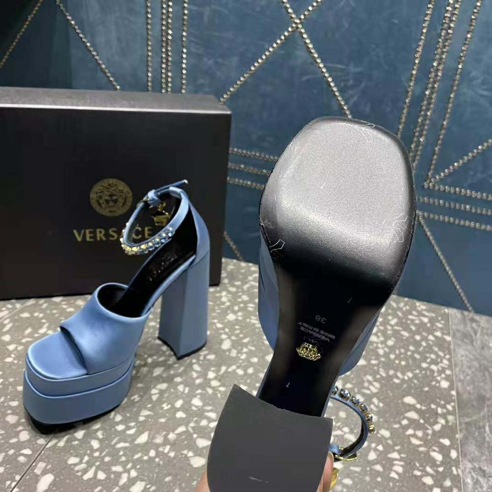 Versace Women Medusa Aevitas Platform Sandals-Blue - image 10