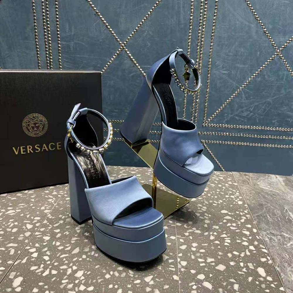 Versace Women Medusa Aevitas Platform Sandals-Blue - image 4