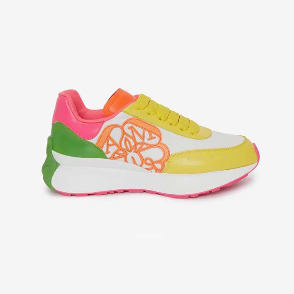 Side view of Alexander Mcqueen Women Sprint Runner in multicolor pink