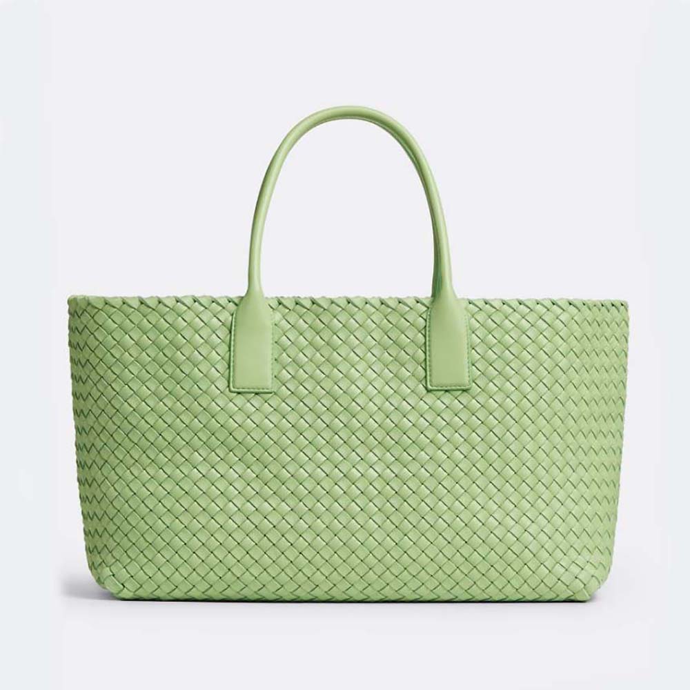 Bottega Veneta Women Medium Cabat Leather Tote Bag with Detachable Strap-Aqua