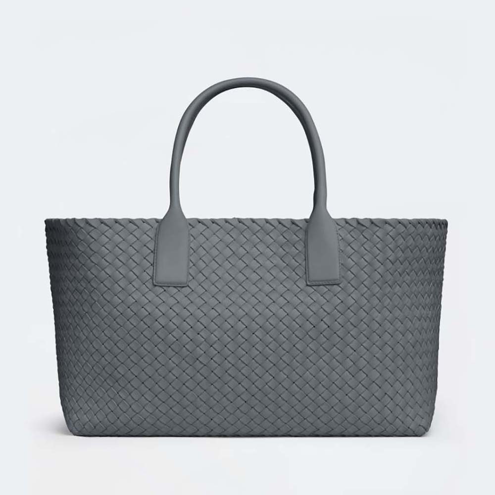Front view of Bottega Veneta Women Medium Cabat Leather Tote Bag Gray