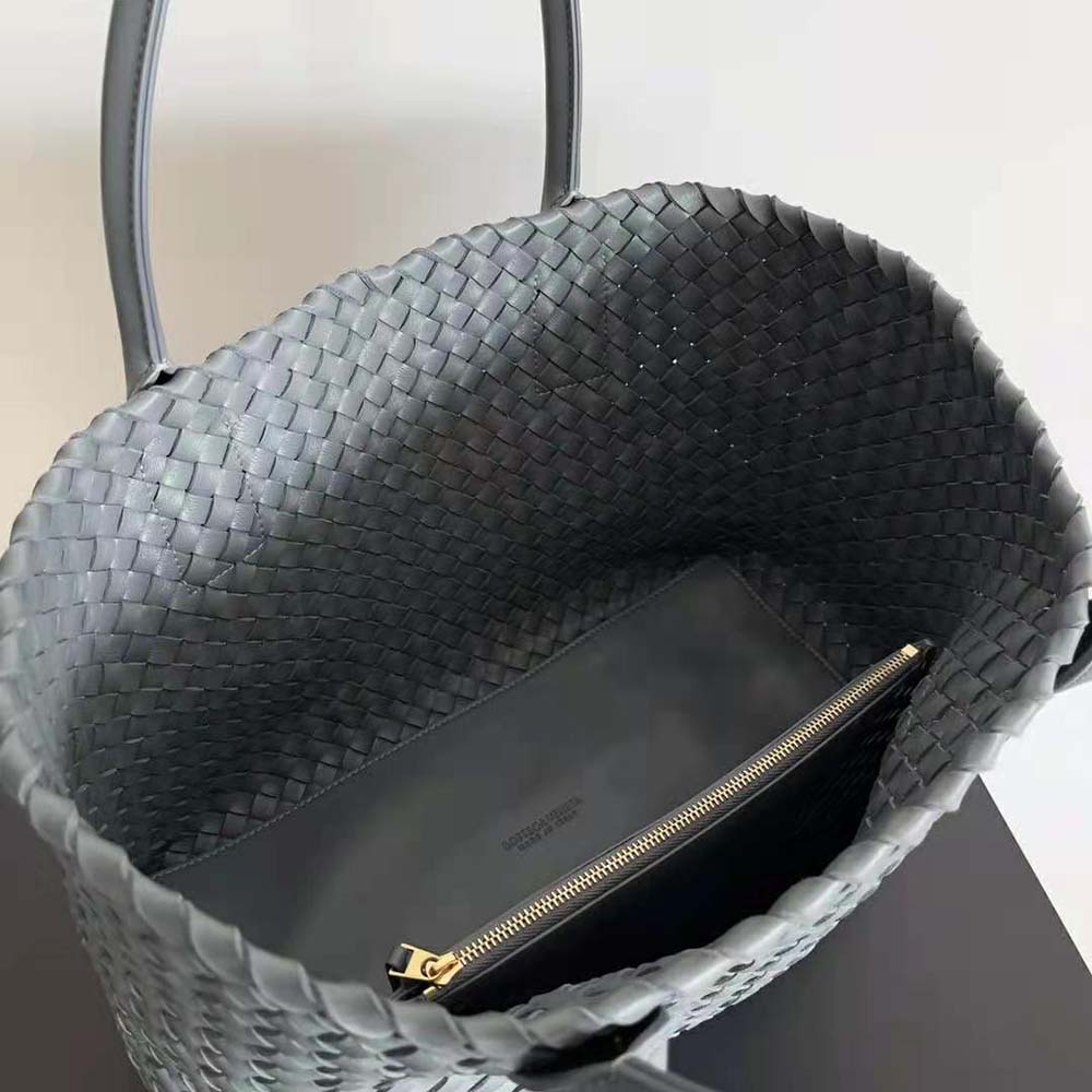Bottega Veneta Women Medium Cabat Leather Tote Bag with Detachable Strap-Gray - image 9