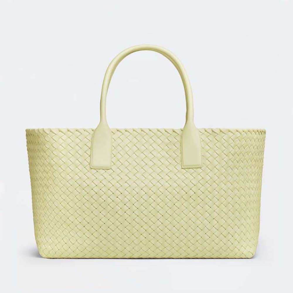 Front view of Bottega Veneta Women Medium Cabat Leather Tote Bag Yellow