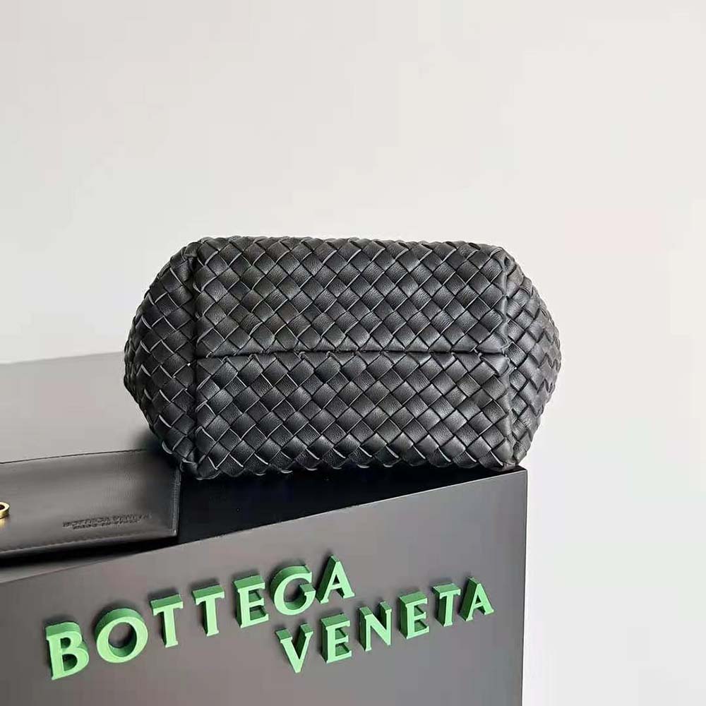 Bottega Veneta Women Mini Cabat Intreccio Leather Tote Bag with Detachable Strap-Black - image 4