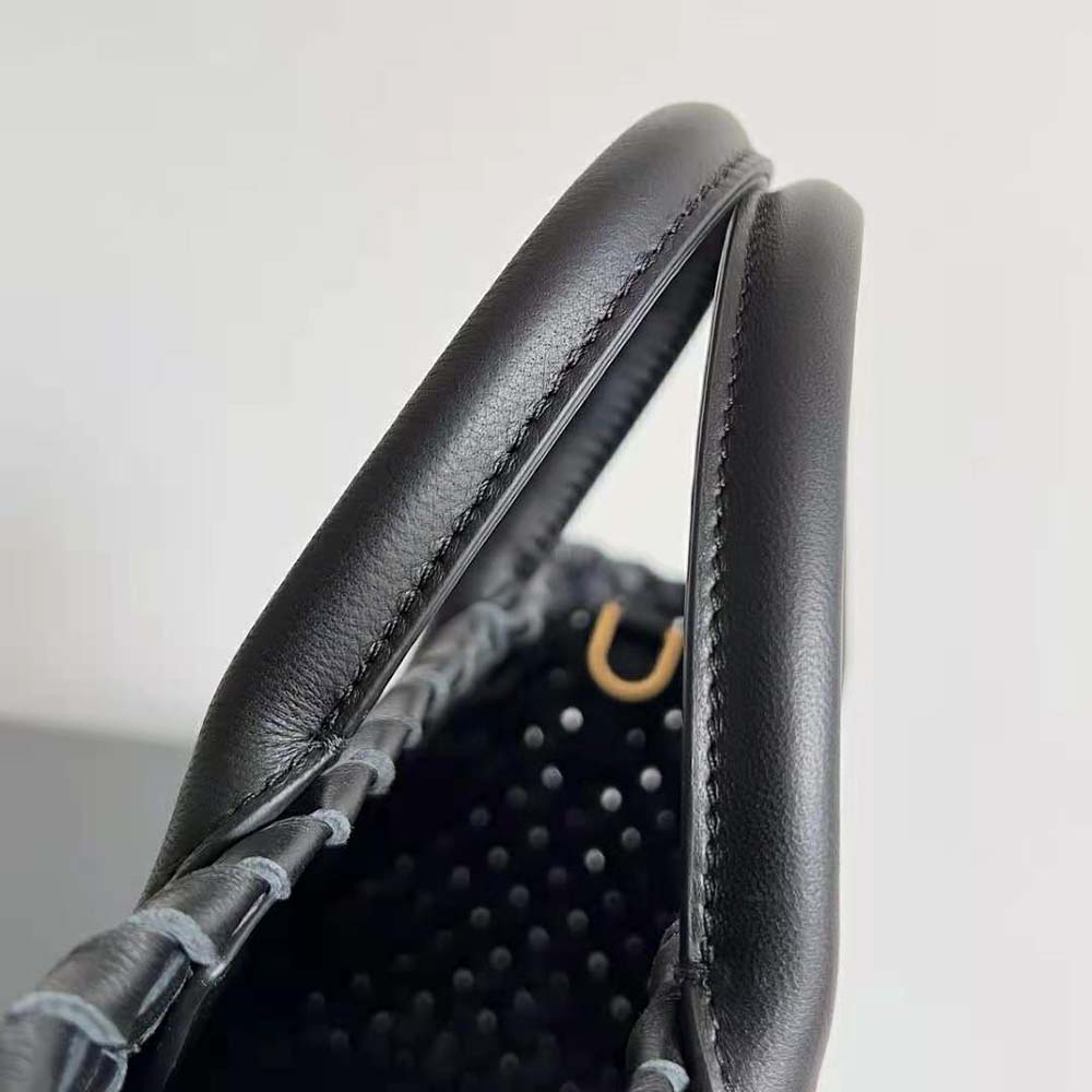 Bottega Veneta Women Mini Cabat Intreccio Leather Tote Bag with Detachable Strap-Black - image 8