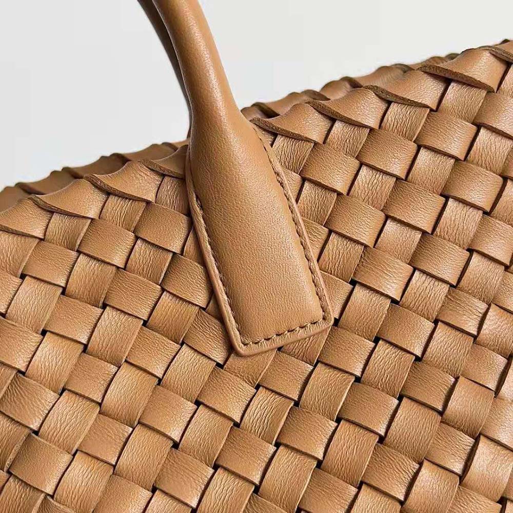 Bottega Veneta Women Mini Cabat Intreccio Leather Tote Bag with Detachable Strap-Brown - image 9