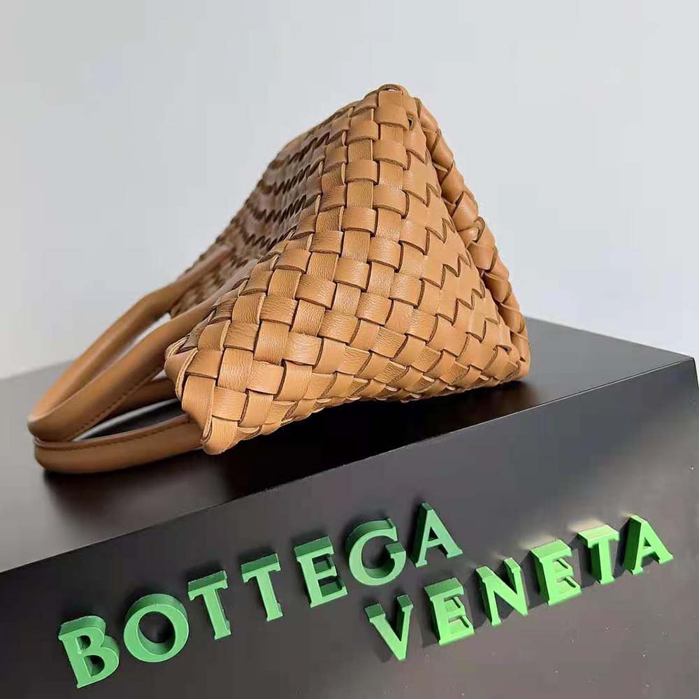 Bottega Veneta Women Mini Cabat Intreccio Leather Tote Bag with Detachable Strap-Brown - image 4