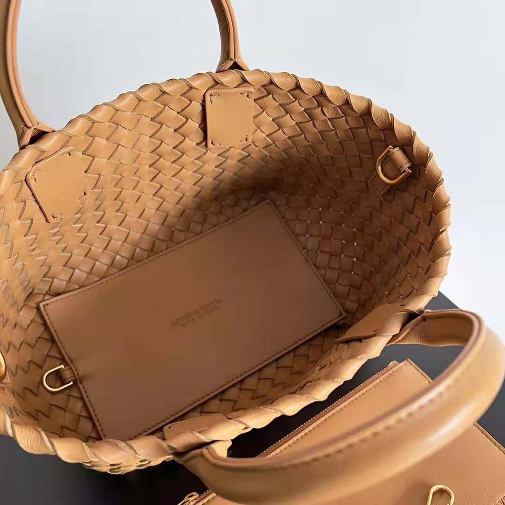 Bottega Veneta Women Mini Cabat Intreccio Leather Tote Bag with Detachable Strap-Brown - image 7