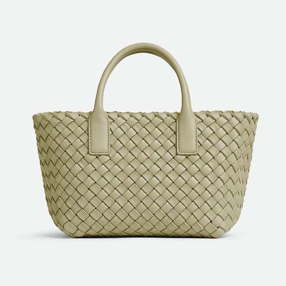 Bottega Veneta Women Mini Cabat Intreccio Leather Tote Bag with Detachable Strap