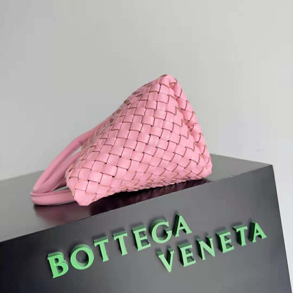 Bottega Veneta Women Mini Cabat Intreccio Leather Tote Bag with Detachable Strap-Pink - image 5