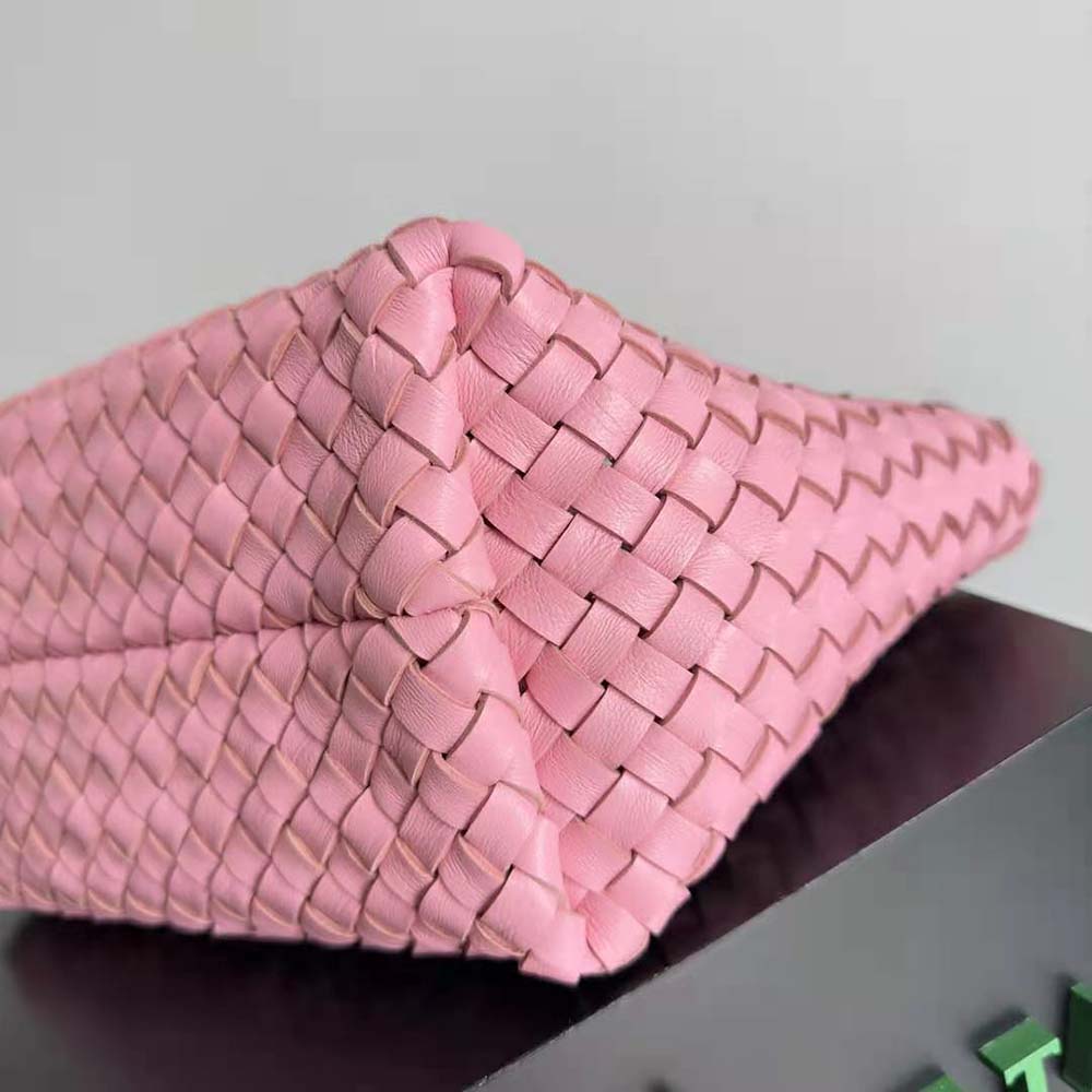 Bottega Veneta Women Mini Cabat Intreccio Leather Tote Bag with Detachable Strap-Pink - image 10