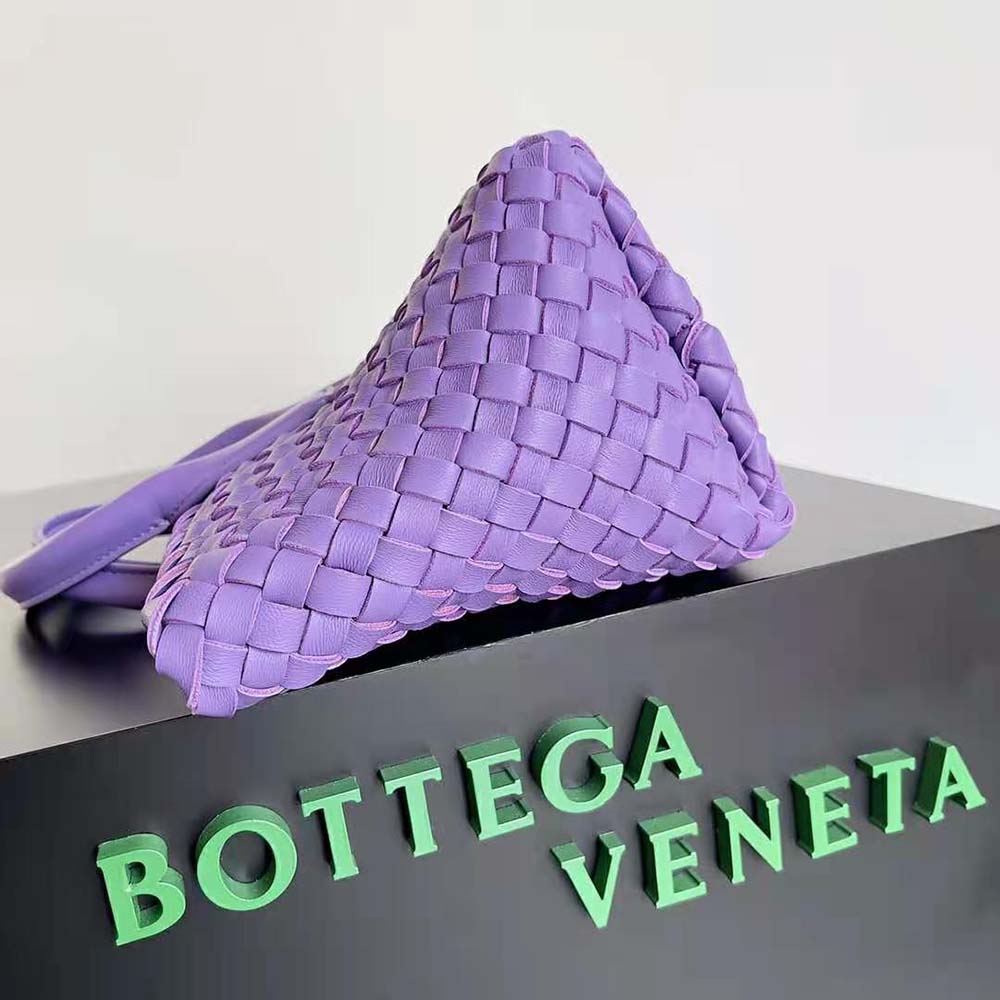 Bottega Veneta Women Mini Cabat Intreccio Leather Tote Bag with Detachable Strap-Purple - image 4