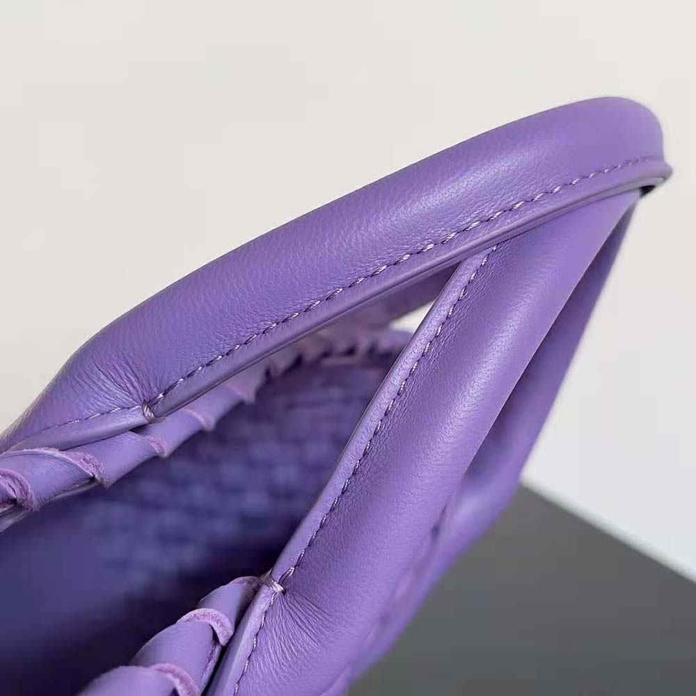 Bottega Veneta Women Mini Cabat Intreccio Leather Tote Bag with Detachable Strap-Purple - image 8