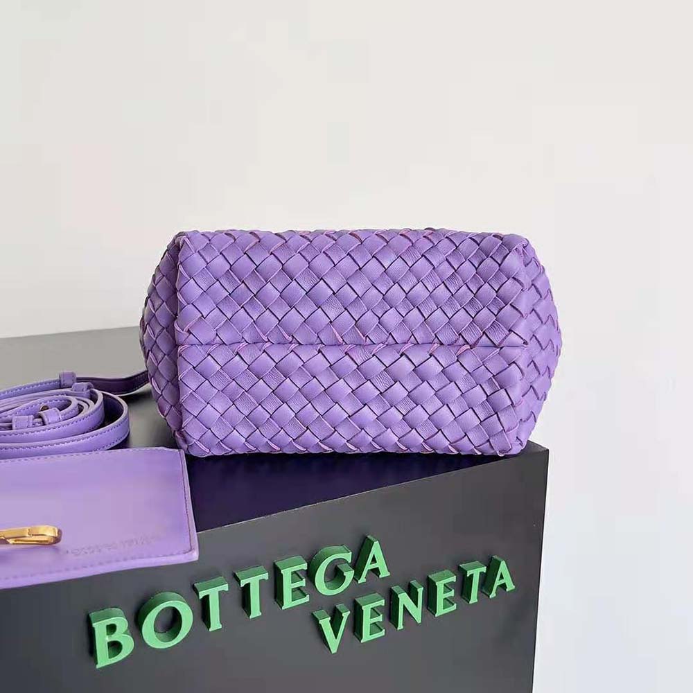 Bottega Veneta Women Mini Cabat Intreccio Leather Tote Bag with Detachable Strap-Purple - image 5