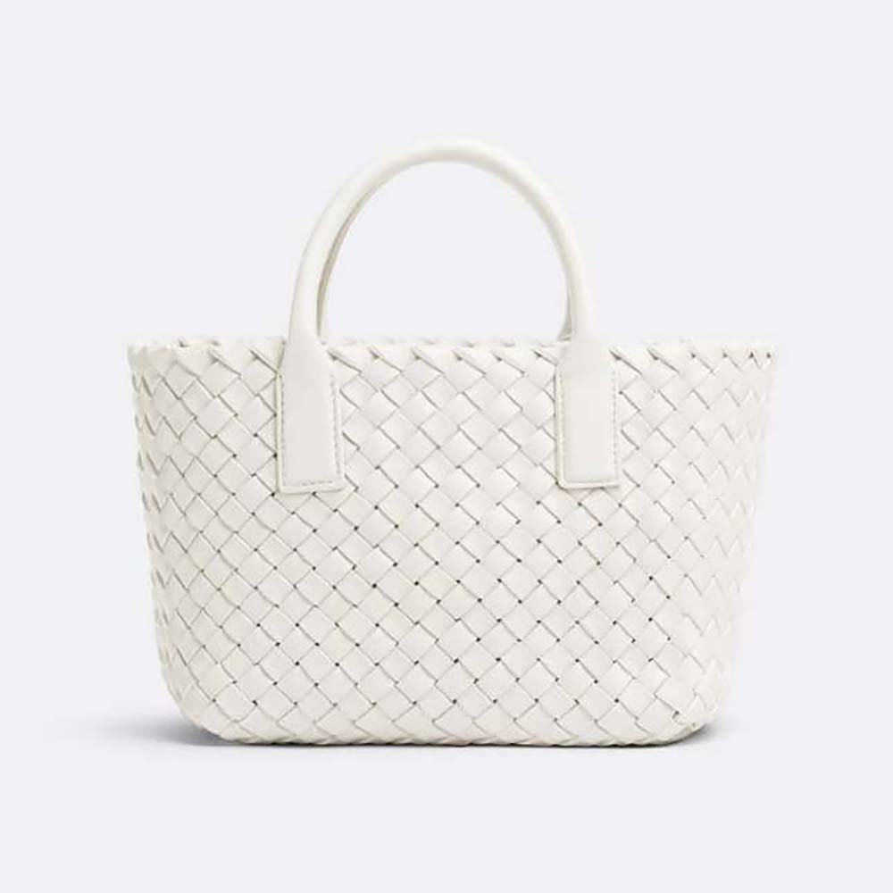 Bottega Veneta Women Mini Cabat Intreccio Leather Tote Bag with Detachable Strap