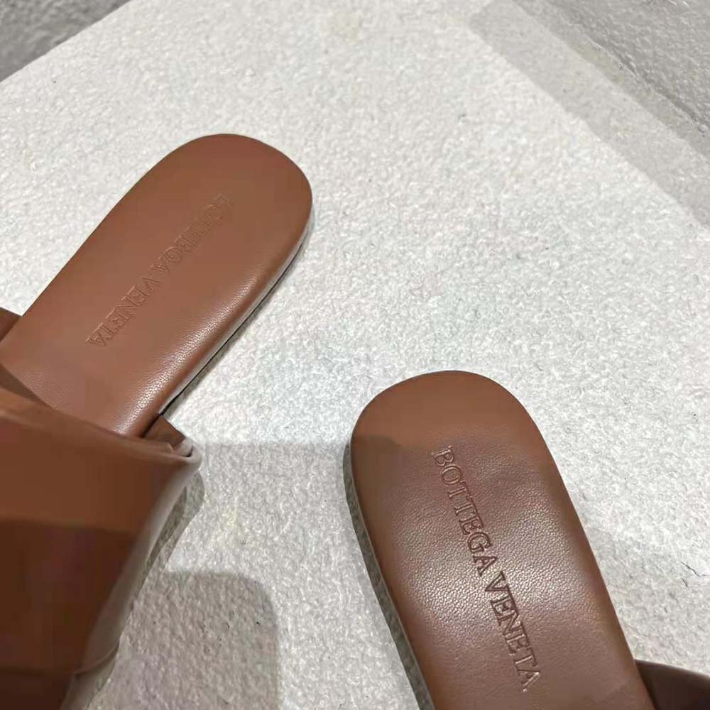 Bottega Veneta Women Patch Flat Mule Padded Intreccio Leather Flat Mules-Brown - image 7