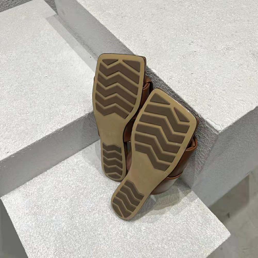 Bottega Veneta Women Patch Flat Mule Padded Intreccio Leather Flat Mules-Brown - image 8