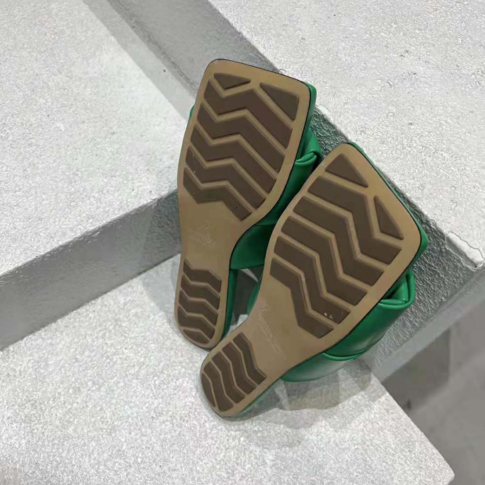 Bottega Veneta Women Patch Flat Mule Padded Intreccio Leather Flat Mules-Green - image 10