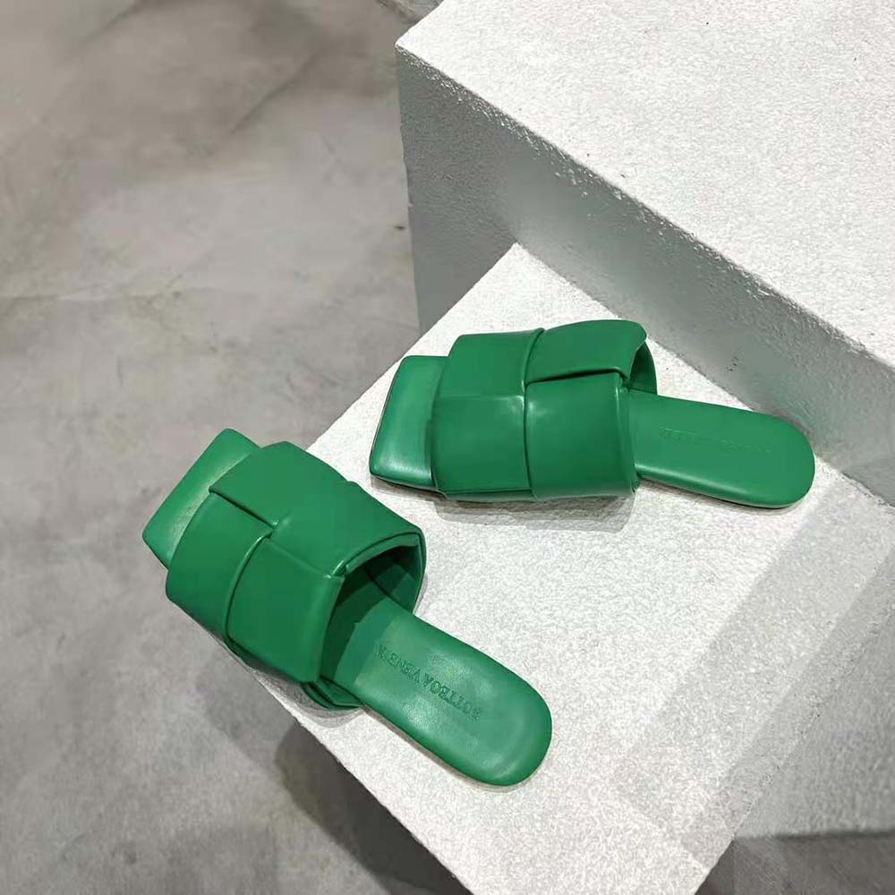 Bottega Veneta Women Patch Flat Mule Padded Intreccio Leather Flat Mules-Green - image 6