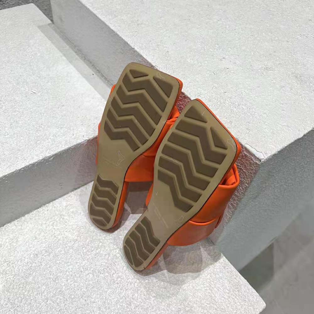 Bottega Veneta Women Patch Flat Mule Padded Intreccio Leather Flat Mules-Orange - image 10