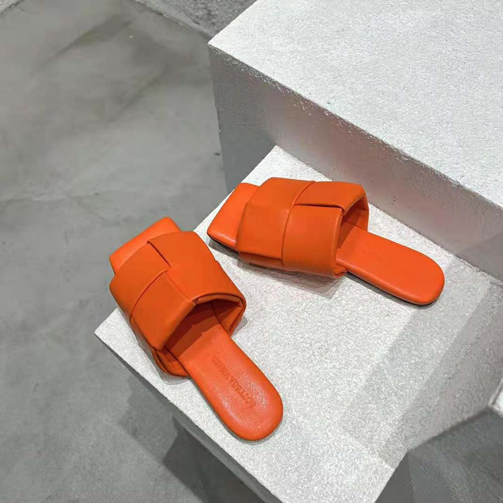 Bottega Veneta Women Patch Flat Mule Padded Intreccio Leather Flat Mules-Orange - image 6