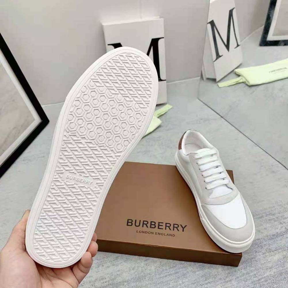 Burberry Men Leather Suede and Check Cotton Sneakers - image 9