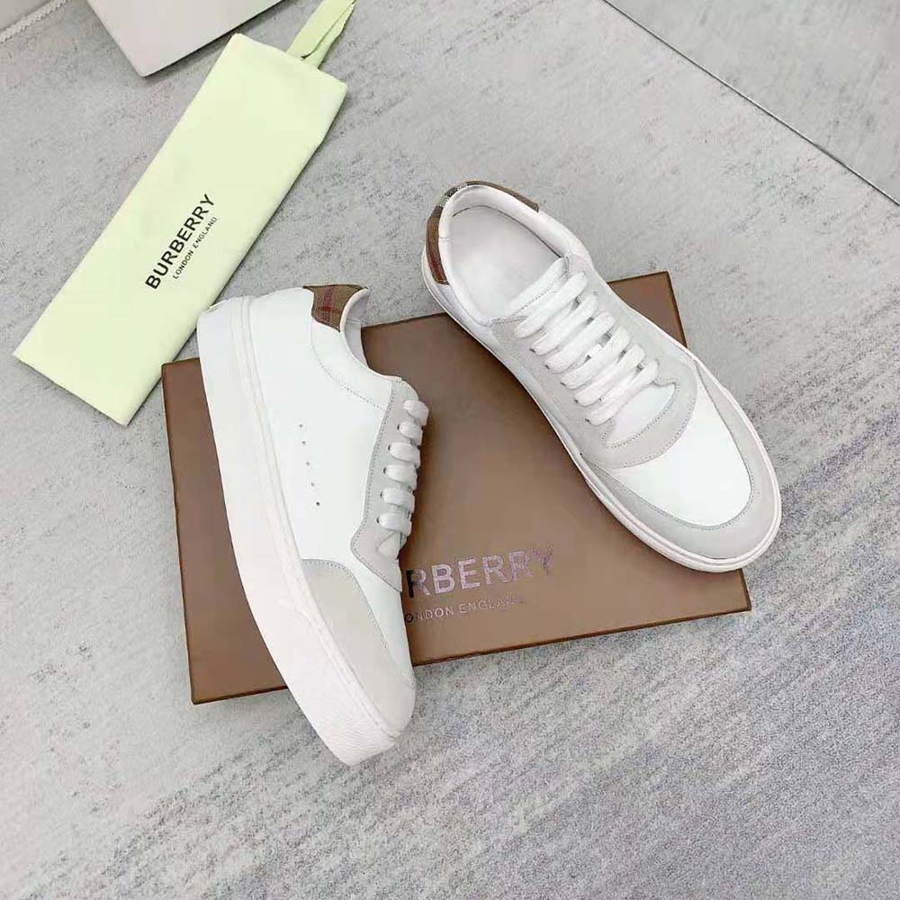 Burberry Men Leather Suede and Check Cotton Sneakers - image 6